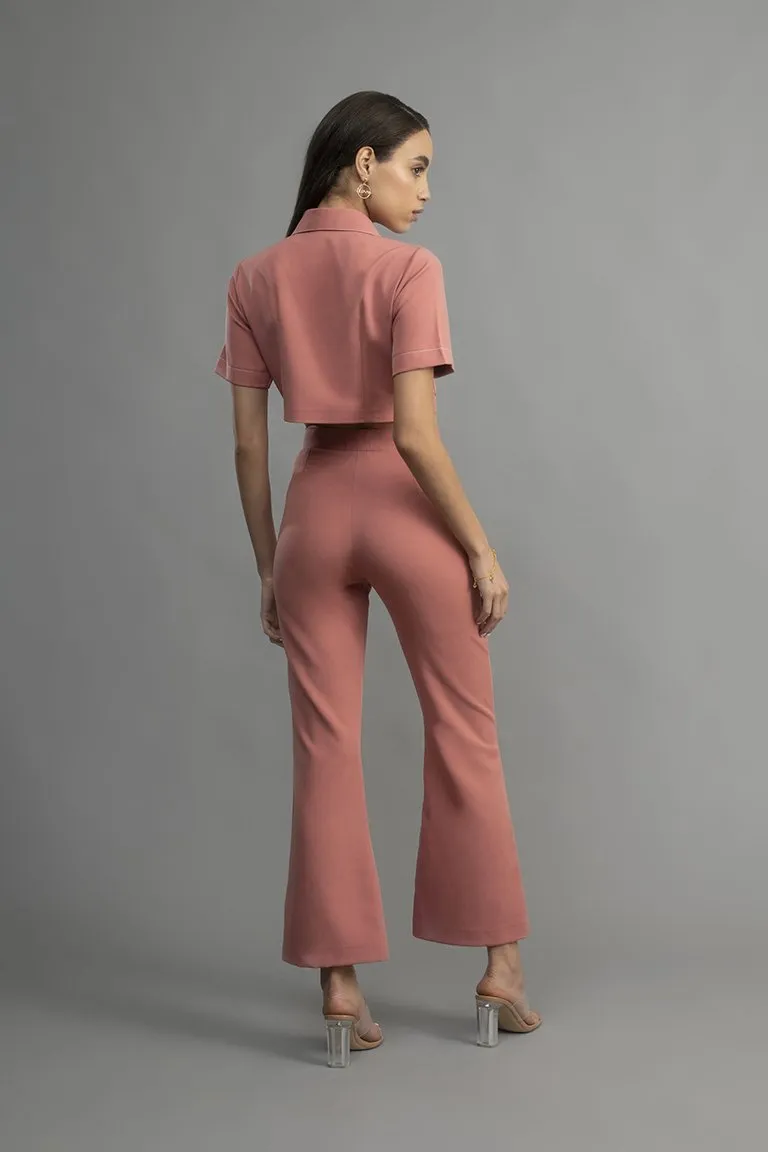 Pink Contrast Stitching Co-Ord