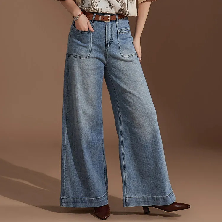 PJ496 High Waist Wide Jeans(Belt set)