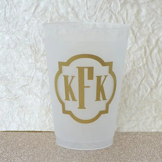 Quatrefoil Border Monogram Frost Flex Cups