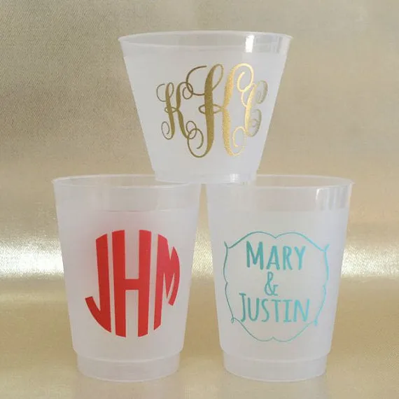 Quatrefoil Border Monogram Frost Flex Cups