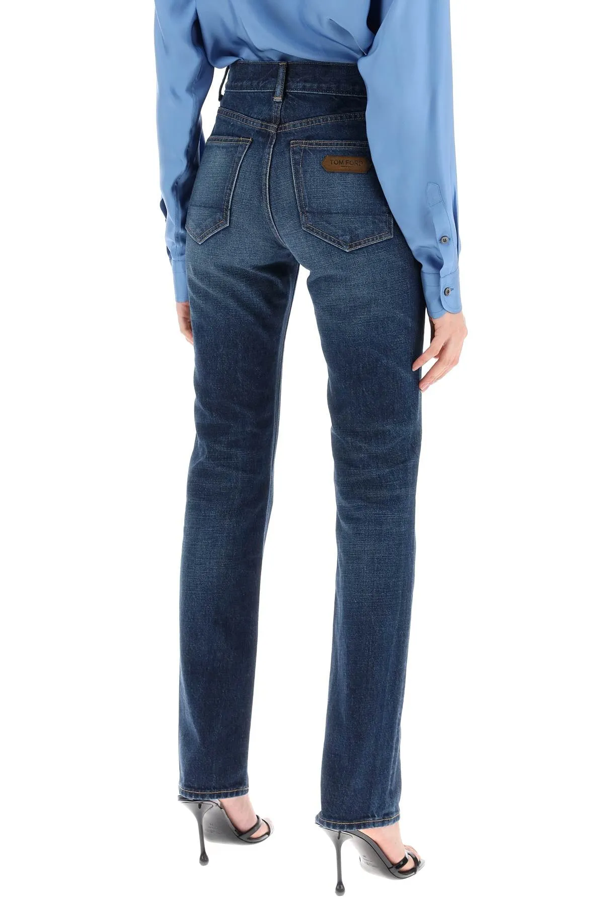 "jeans with stone wash treatment