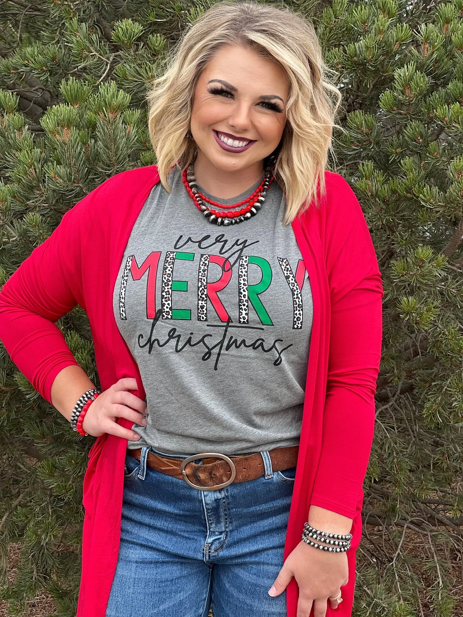 Ruby Red Soft Mid-Length Cardigan