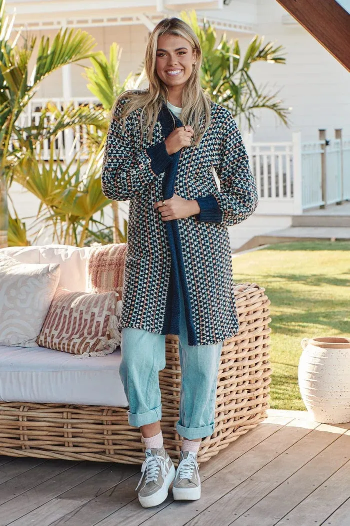 Rustic Knit Cardigan - Navy