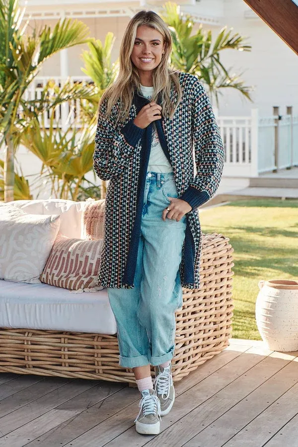 Rustic Knit Cardigan - Navy