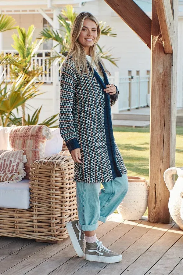 Rustic Knit Cardigan - Navy