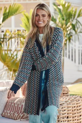 Rustic Knit Cardigan - Navy