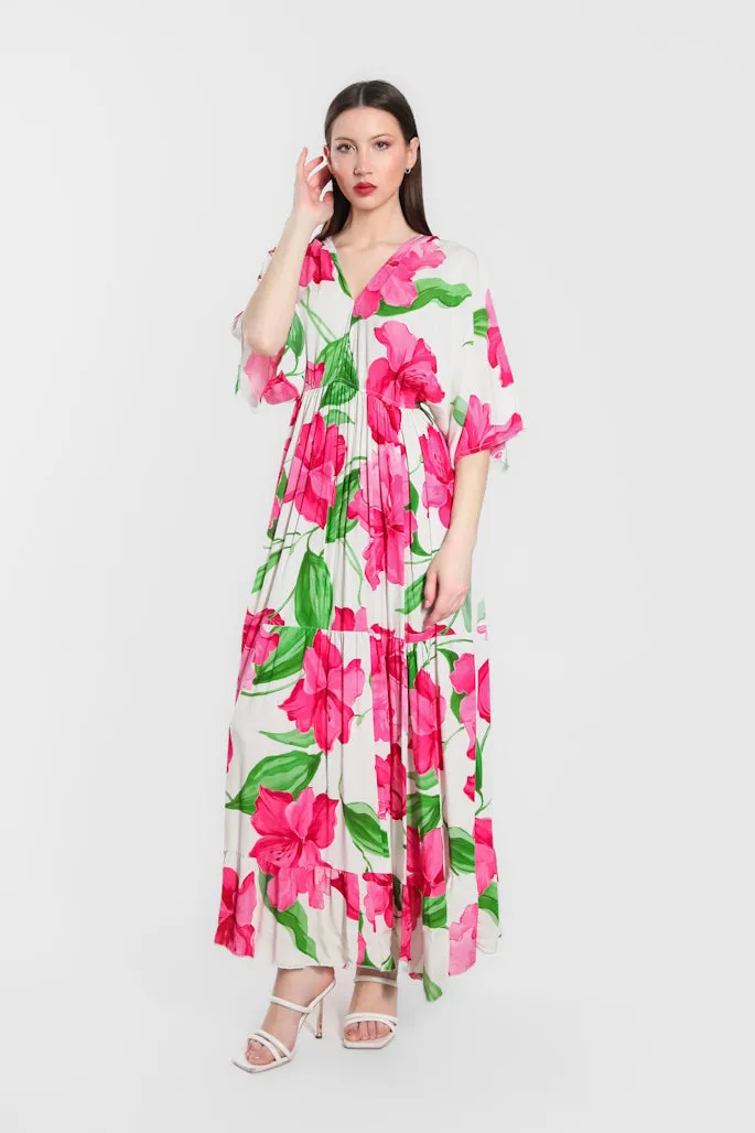 Sandra Iris Print Viscose Maxi Dress (DQ209R)
