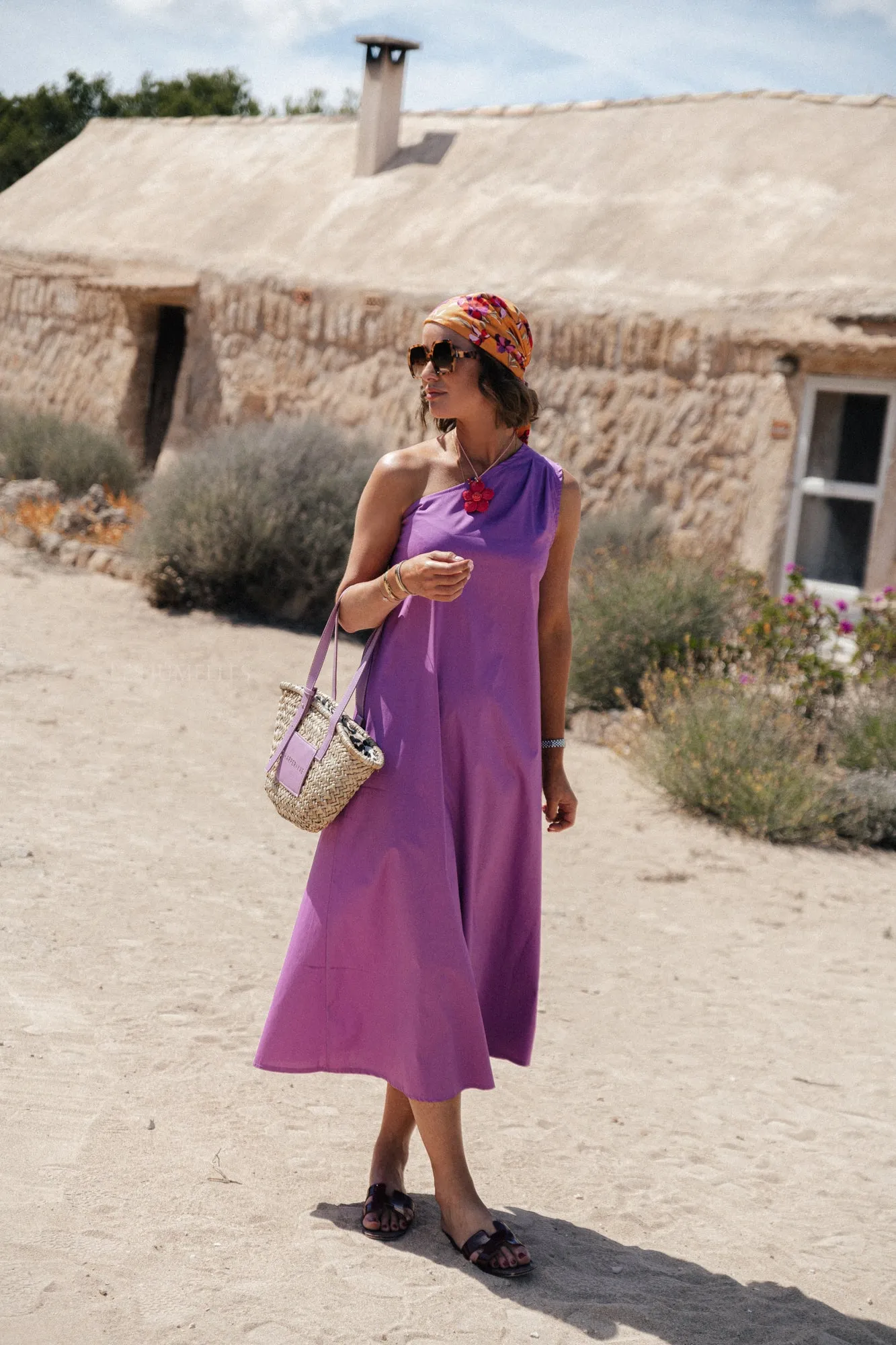Sarah one shoulder maxi dress orchid