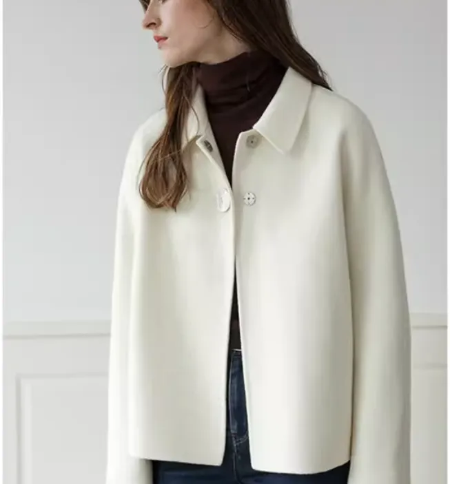 Short Women Wool Coat, Warm Wool Coat Jacket /0339