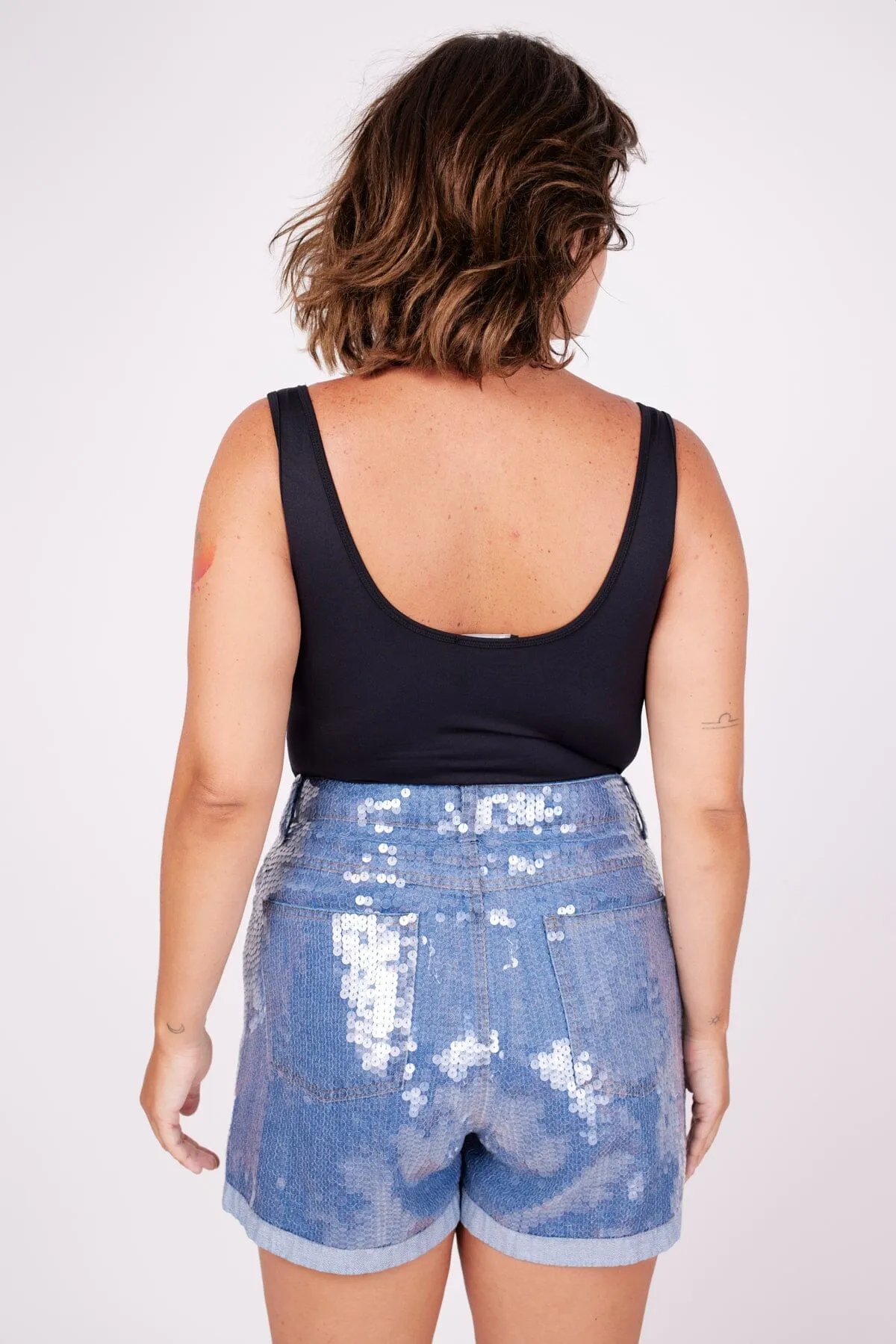 Shorts Jeans Bordado Vitru - Azul