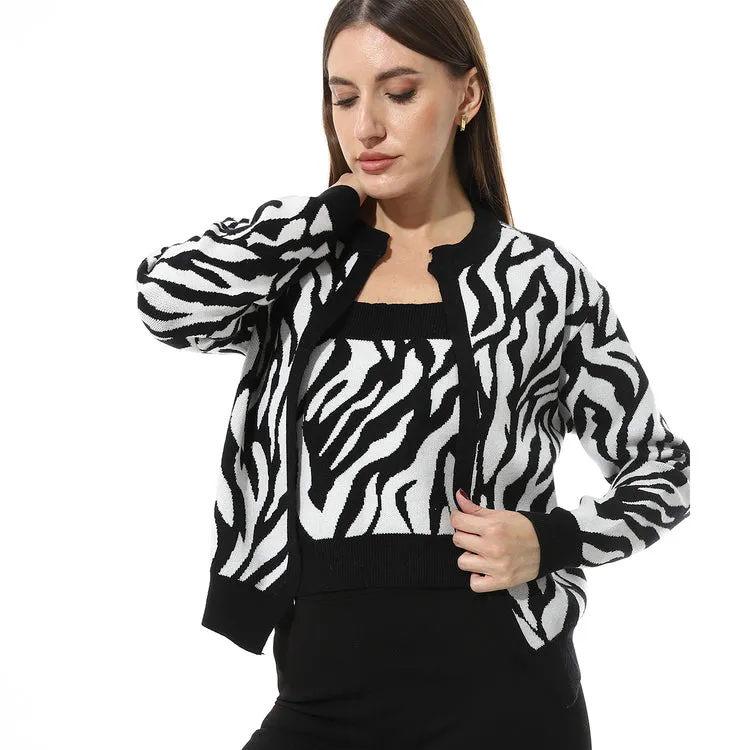 Slip On Knitted Top And Cardigan Set - Mr Joe