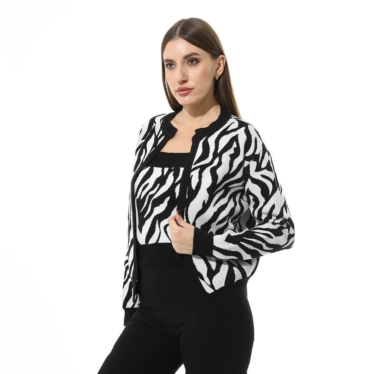 Slip On Knitted Top And Cardigan Set - Mr Joe