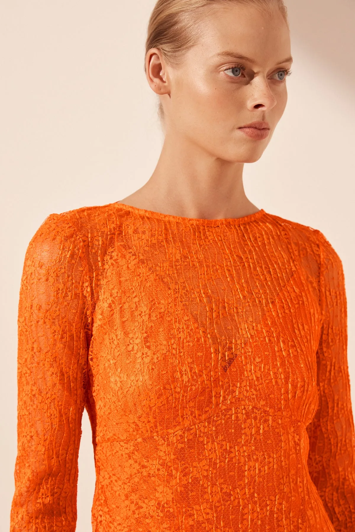SOL LACE OPEN BACK MAXI DRESS - FLAME