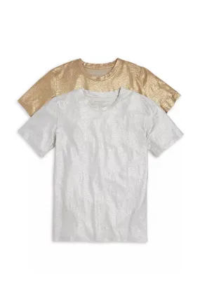 Stretch Linen Metallic 2Pc Short Sleeve T-Shirt Gift Pack