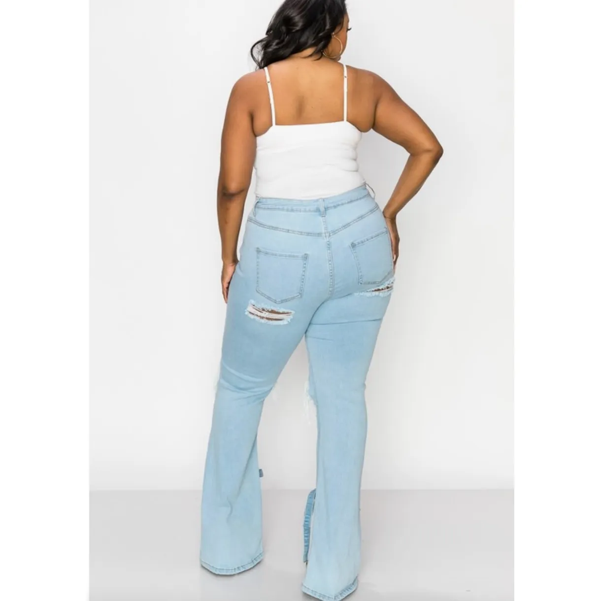 Tie Bottom Flare Curvy Jeans