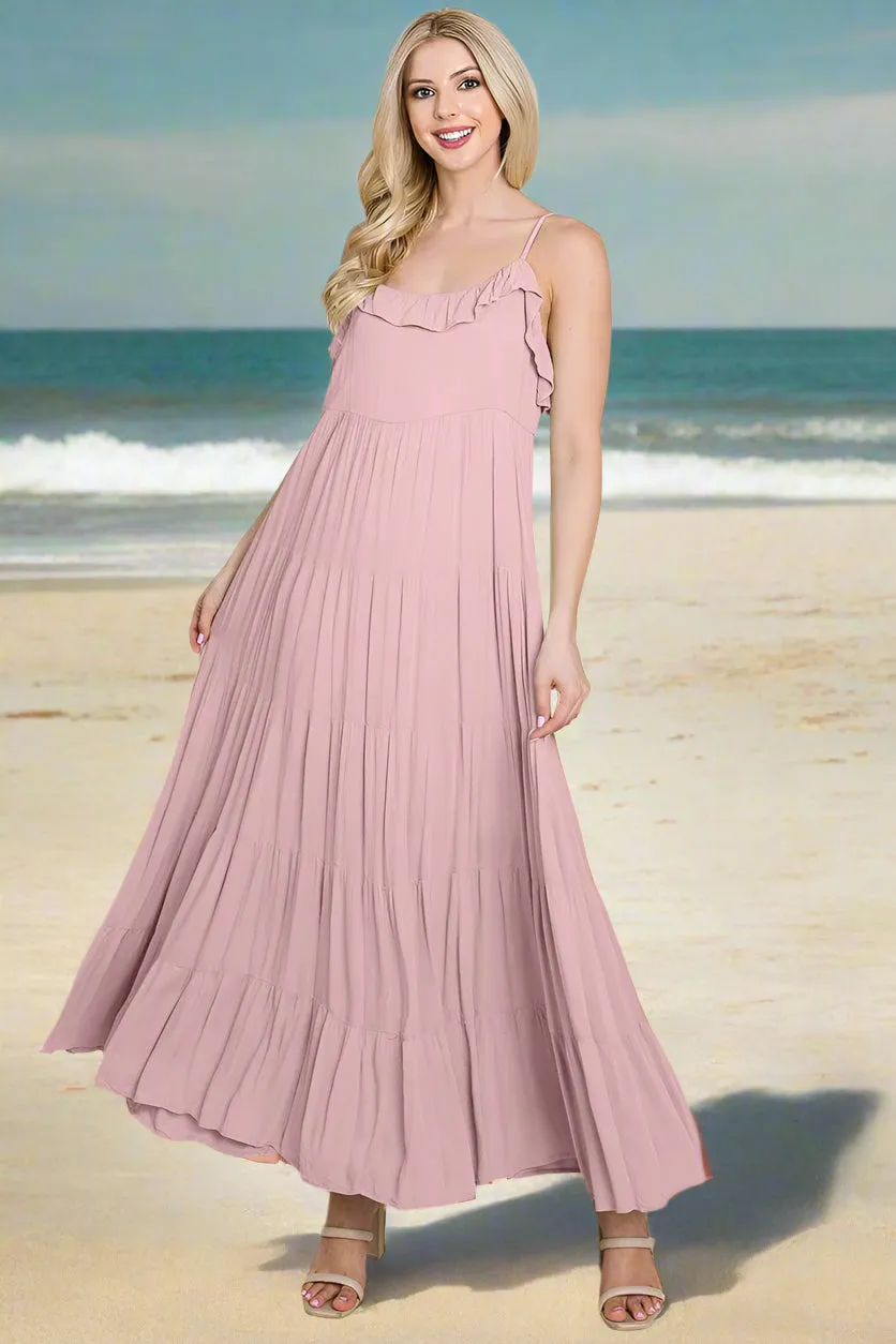 Tiered Tie Strap Cami Maxi Dress