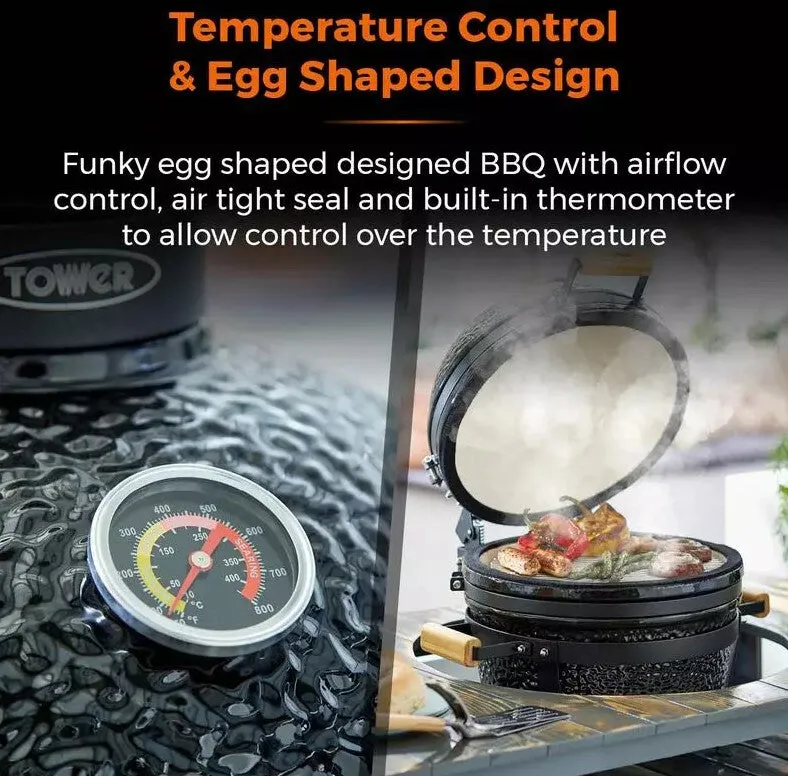 Tower Kamado Maxi Barbecue Barrel Charcoal (fuel) Black