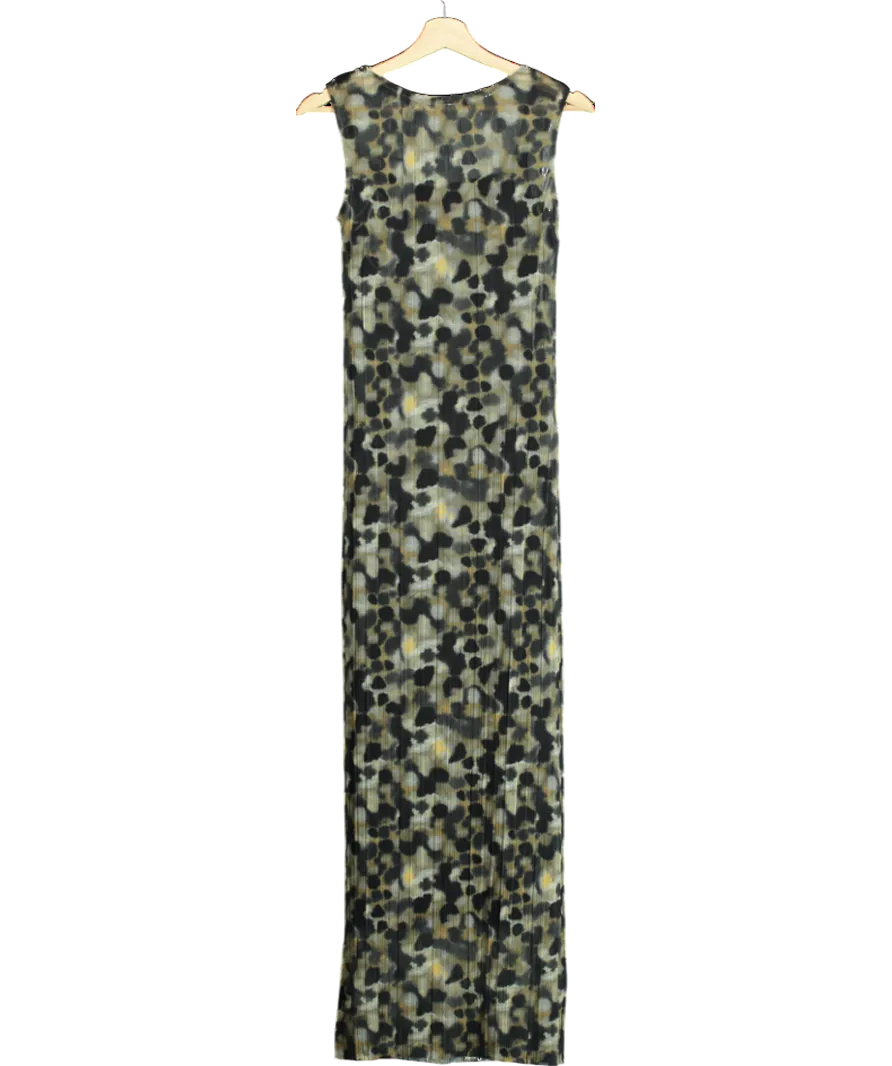 Tu Green Smudge Spot Crinkle Mesh Maxi Dress UK 8