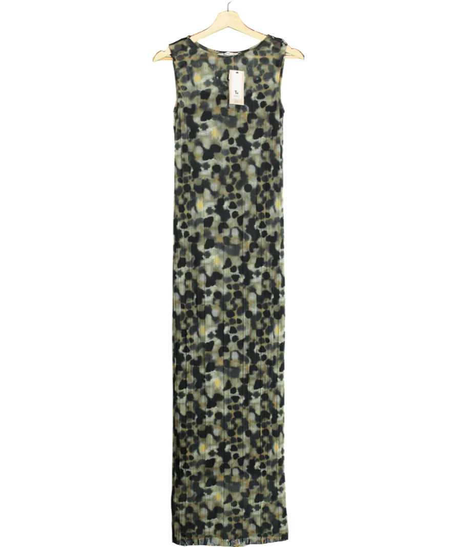 Tu Green Smudge Spot Crinkle Mesh Maxi Dress UK 8