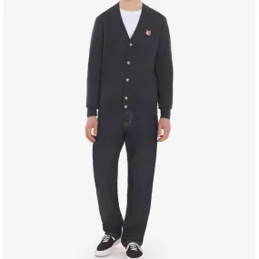 Unisex Fox Head Patch Classic Cardigan - Anthracite Melange