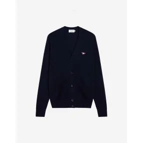 Unisex Tricolor Fox Patch Classic Cardigan - Navy