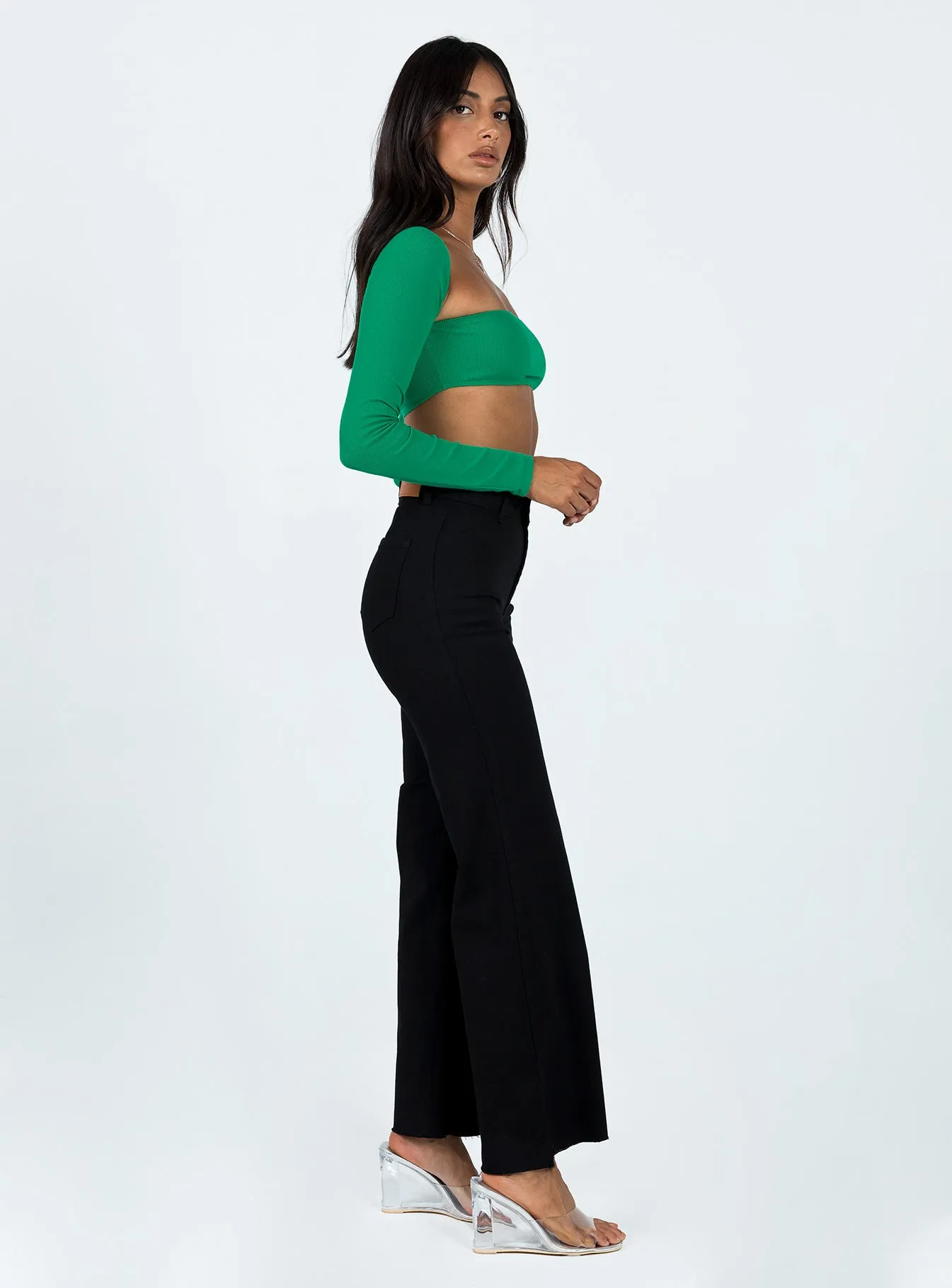 Vamp Wide Leg Denim Jeans Black