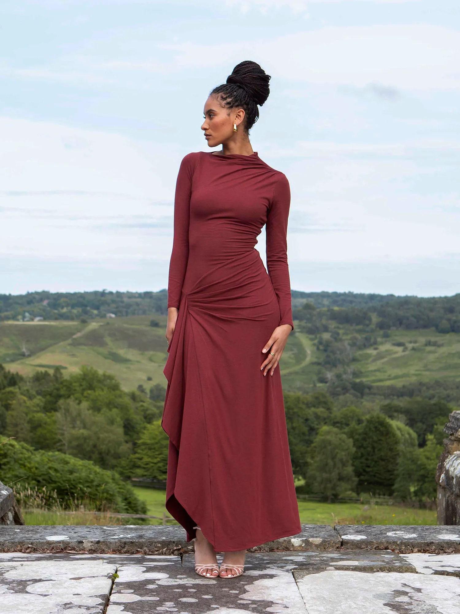 Venus Long Sleeve Dress in Bamboo
