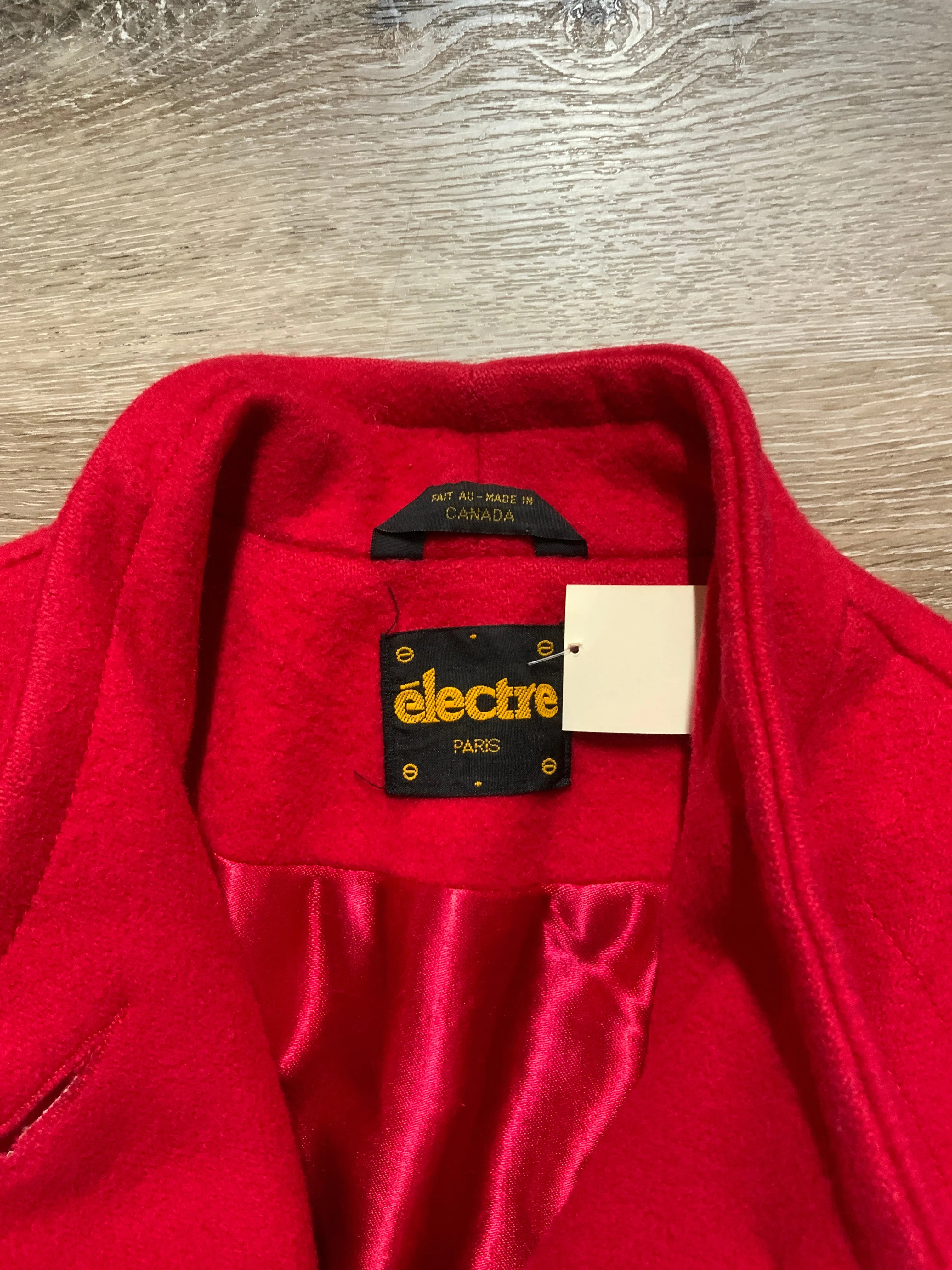 Vintage Electré Paris Red Car Coat, Made in Canada