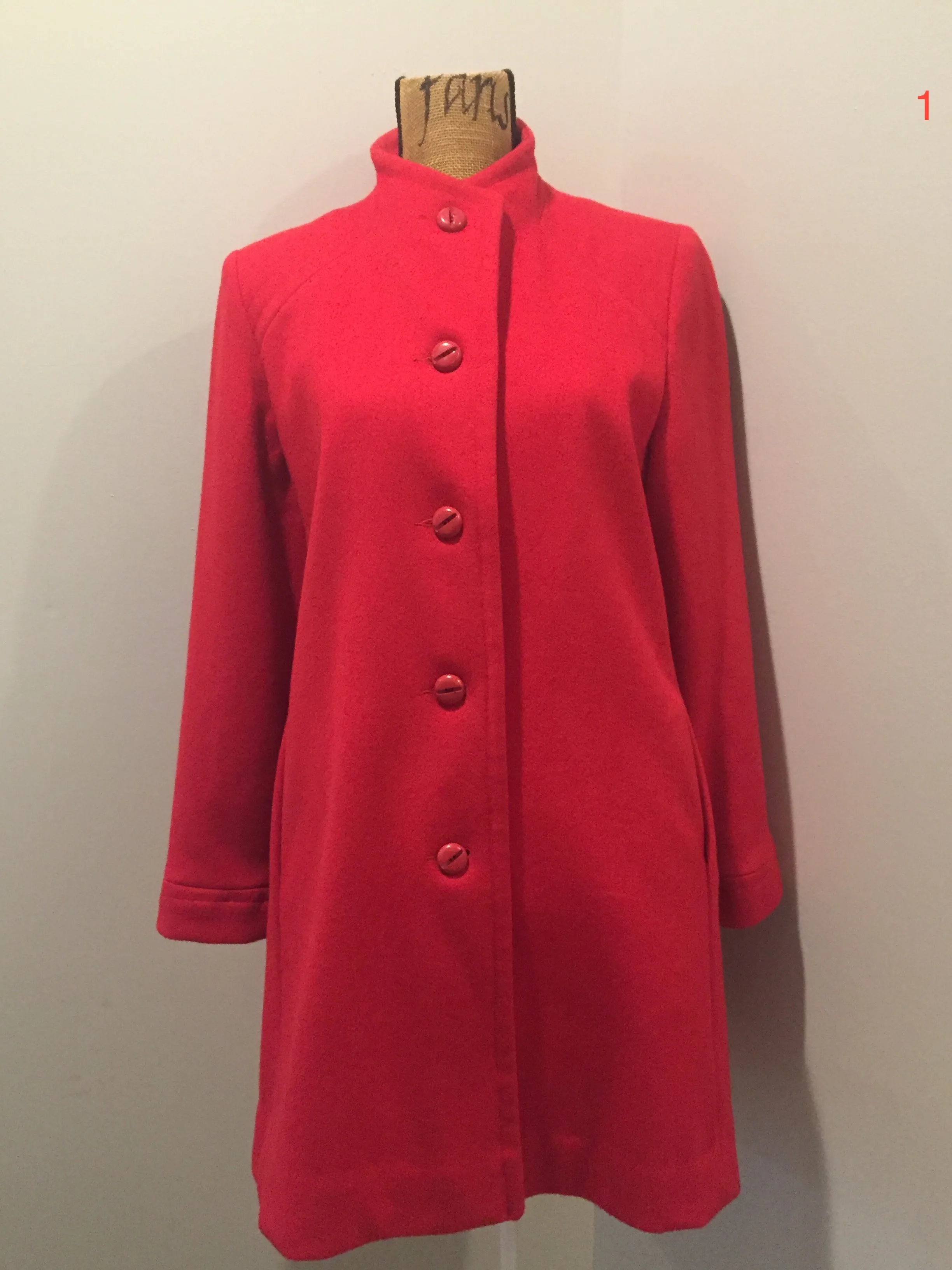 Vintage Electré Paris Red Car Coat, Made in Canada