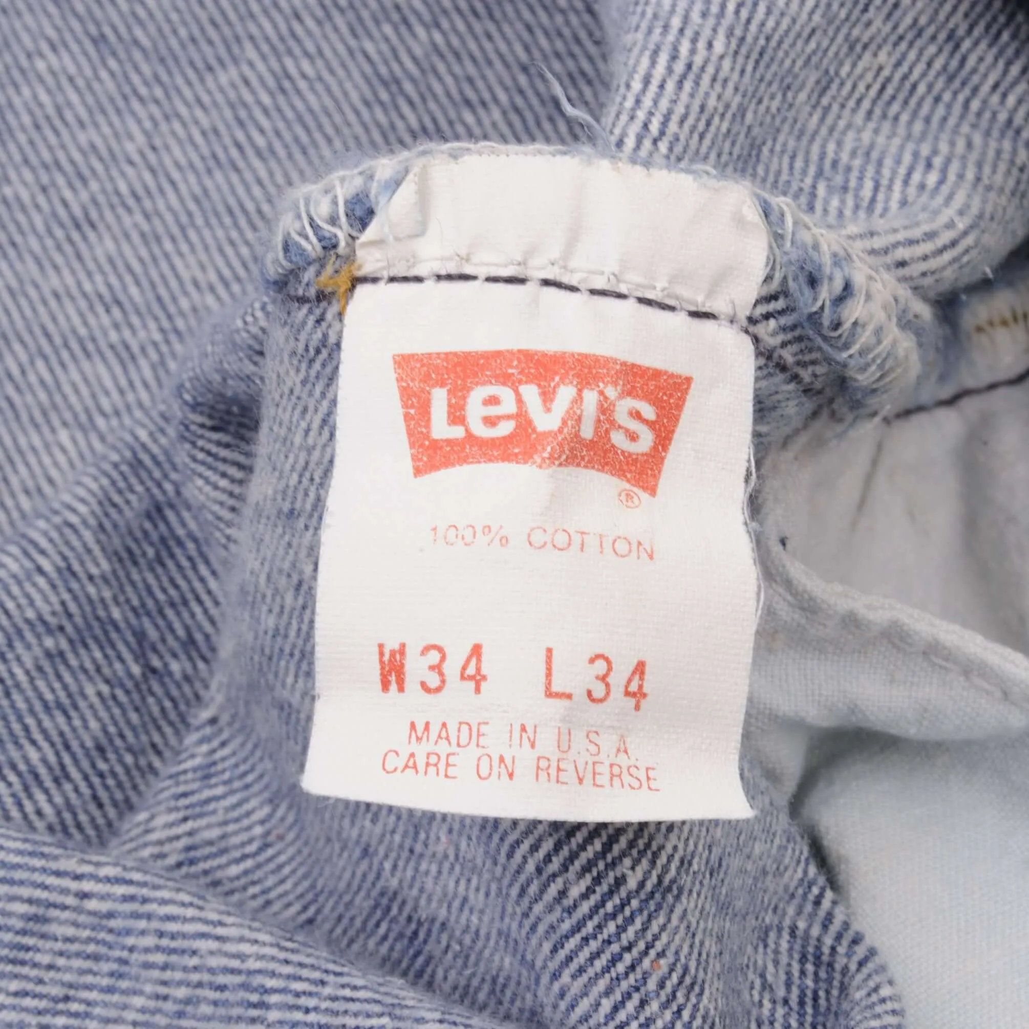 VINTAGE LEVIS 501 JEANS INDIGO 1980S SIZE W34 L29 1/2 MADE IN USA
