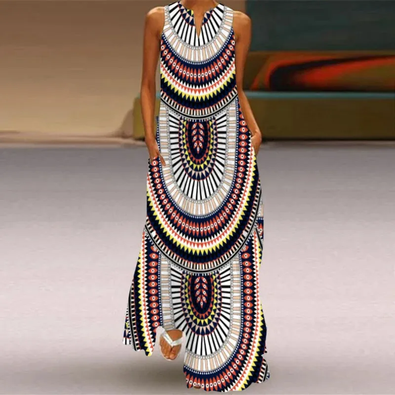 Vintage Long Dress Women Fashion Party Evening Dresses Casual Maxi Vestidos Vocation Beach Dress Ladies Robes