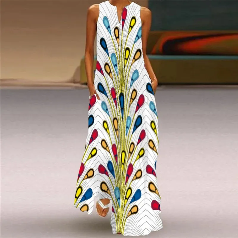 Vintage Long Dress Women Fashion Party Evening Dresses Casual Maxi Vestidos Vocation Beach Dress Ladies Robes