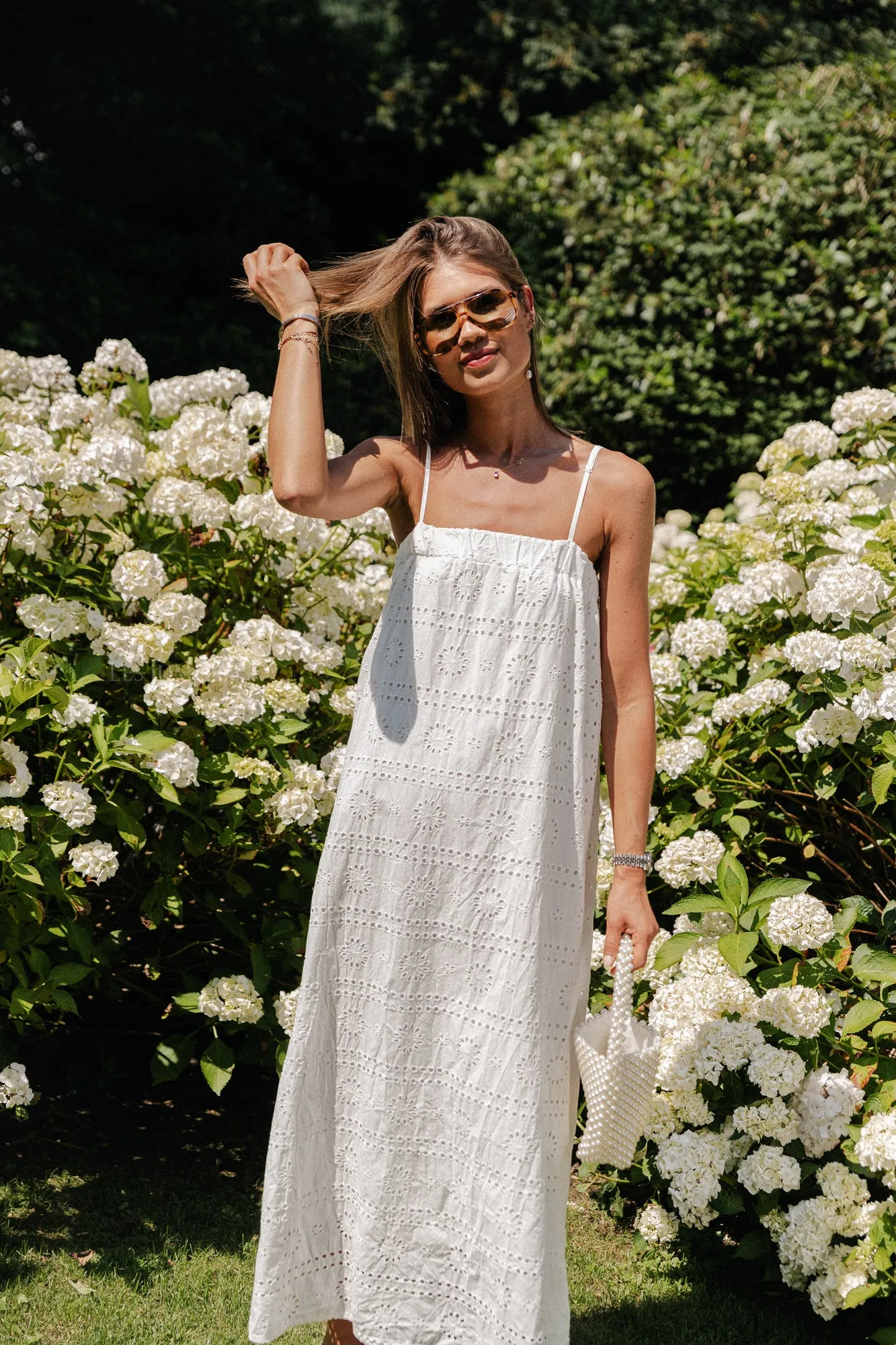 Violet maxi broderie dress white