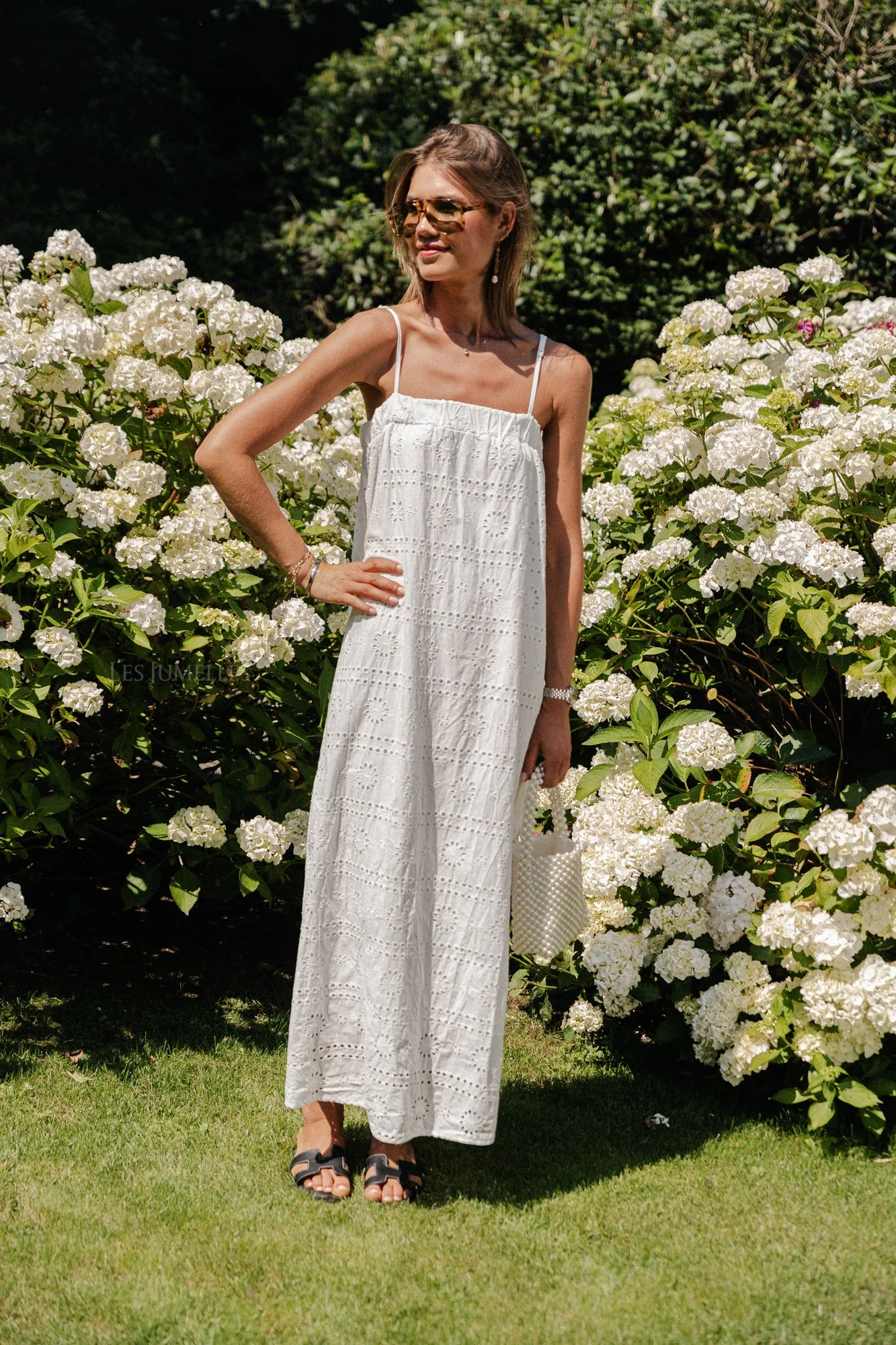Violet maxi broderie dress white