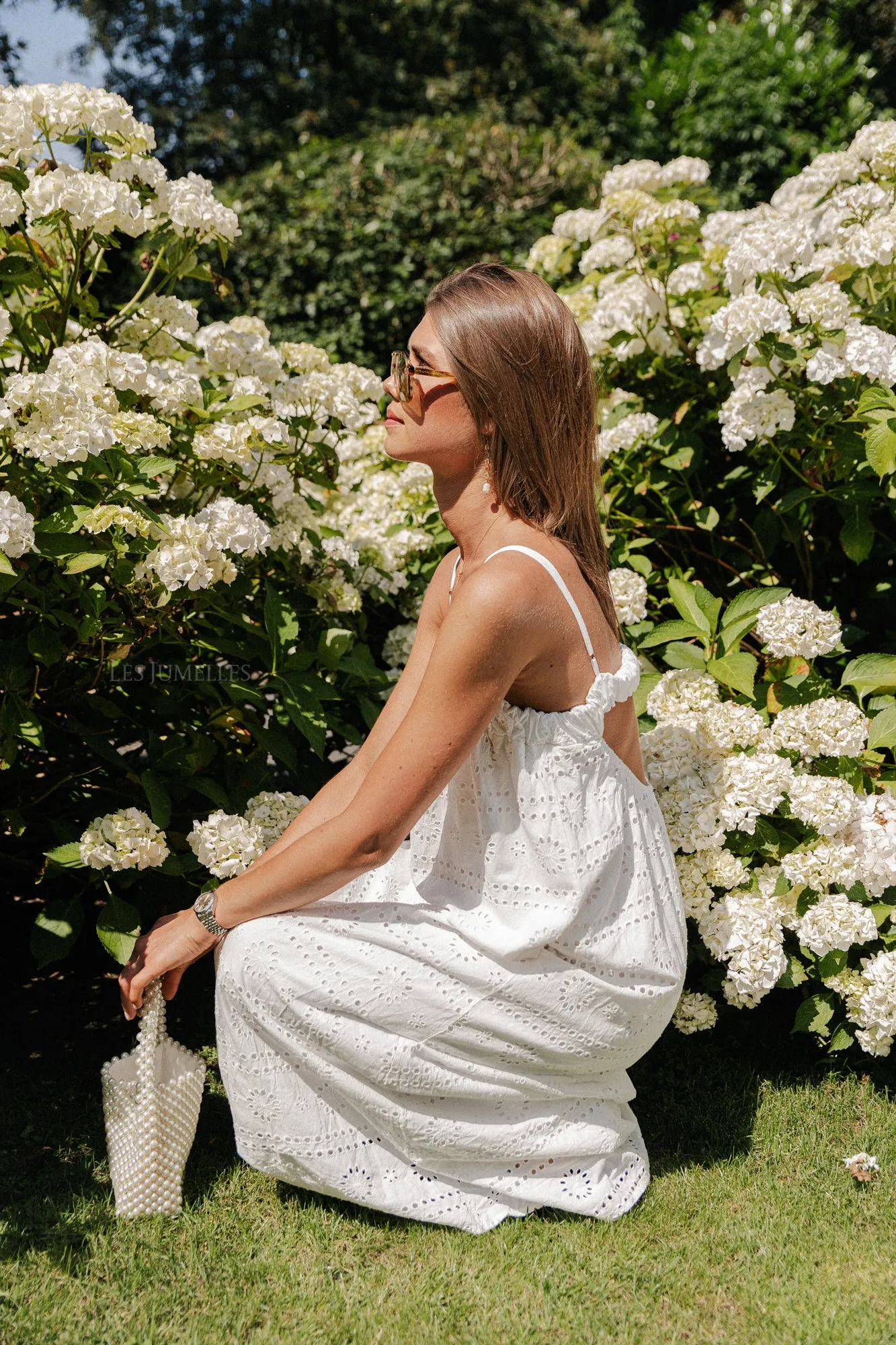 Violet maxi broderie dress white