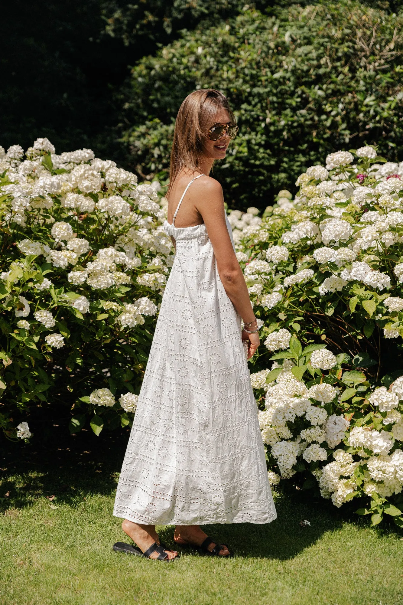 Violet maxi broderie dress white