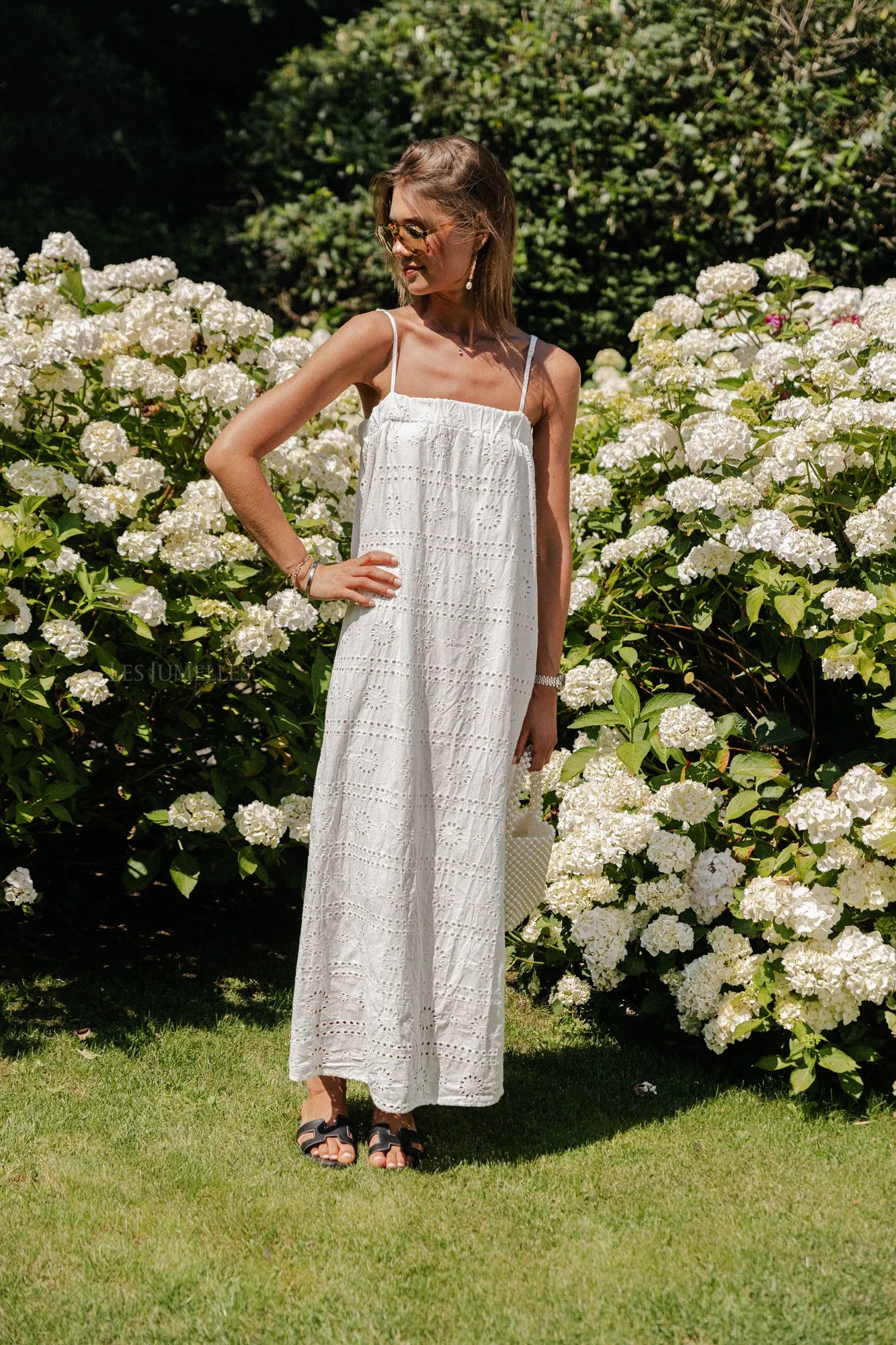 Violet maxi broderie dress white