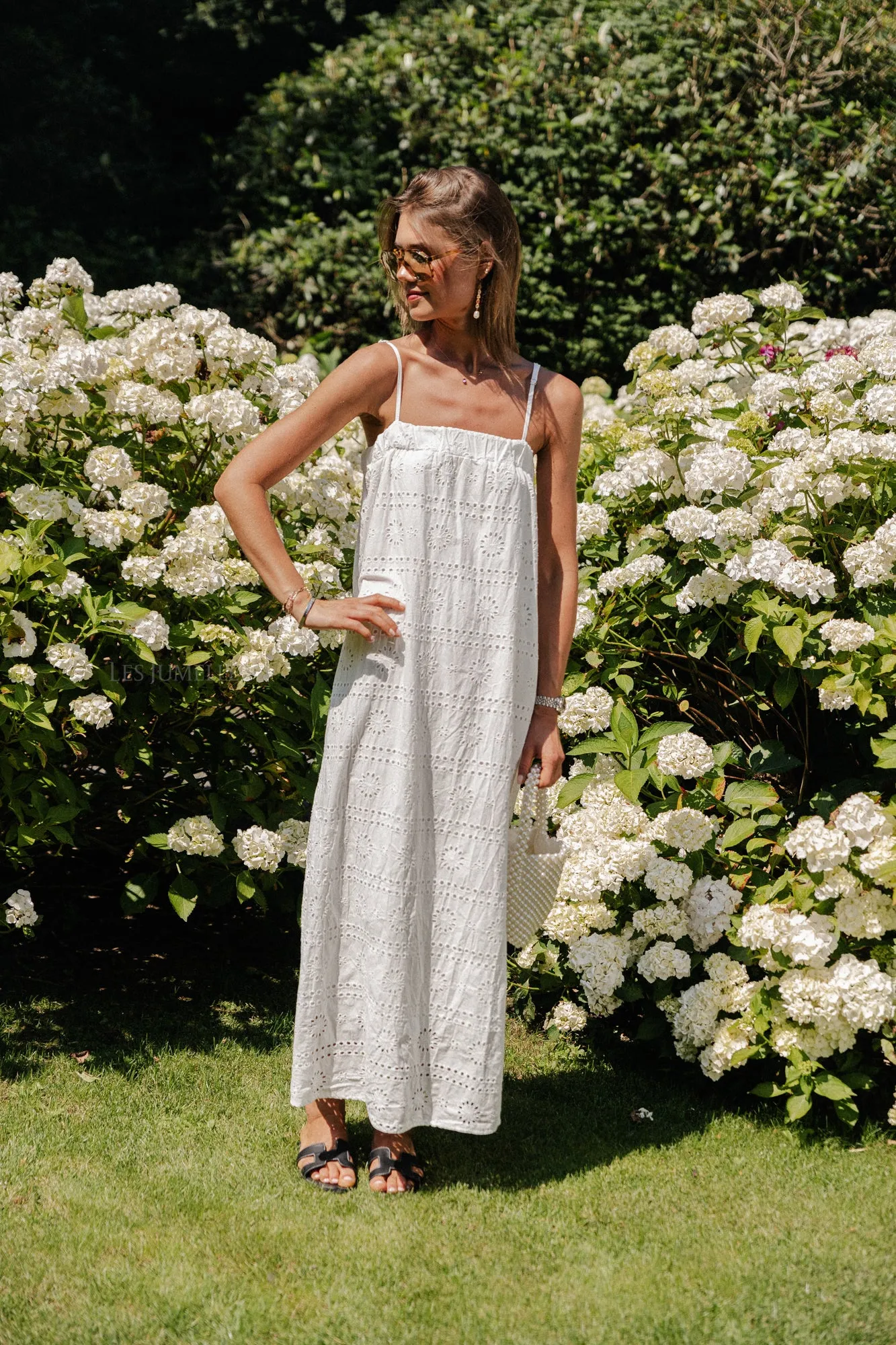 Violet maxi broderie dress white