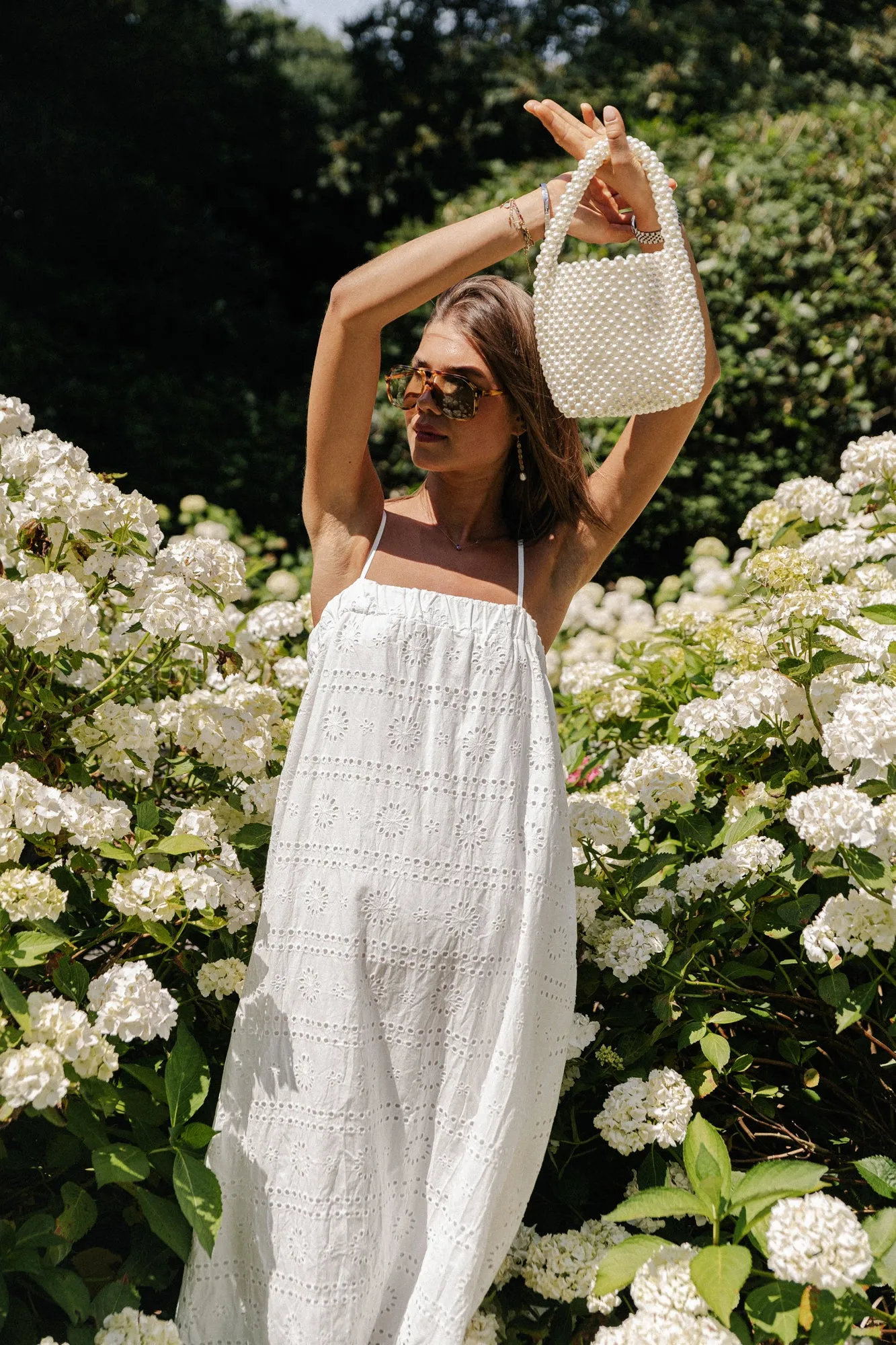 Violet maxi broderie dress white