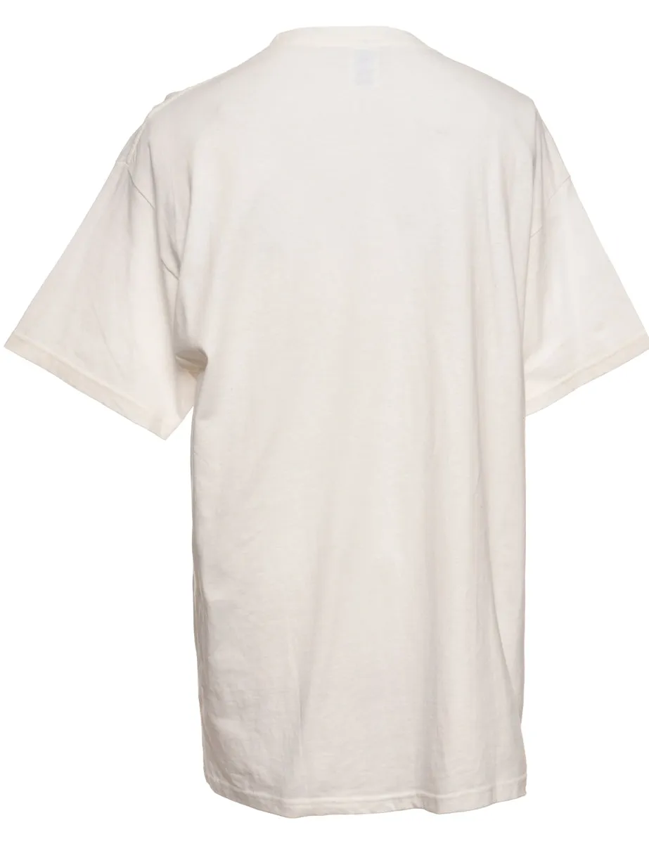 White Printed T-shirt - L