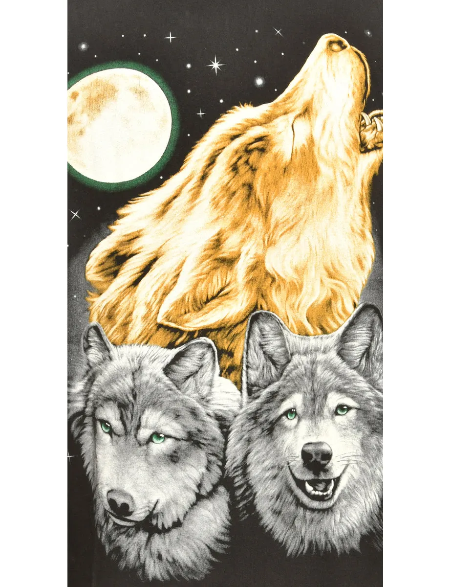 Wolf Print Black Animal T-shirt - L
