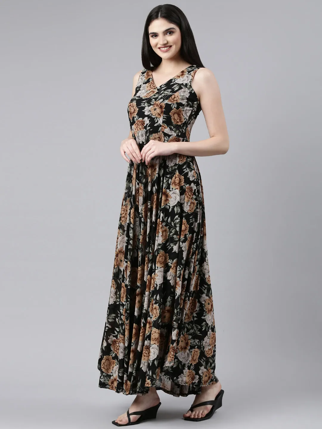 Women Black Printed Maxi Dress