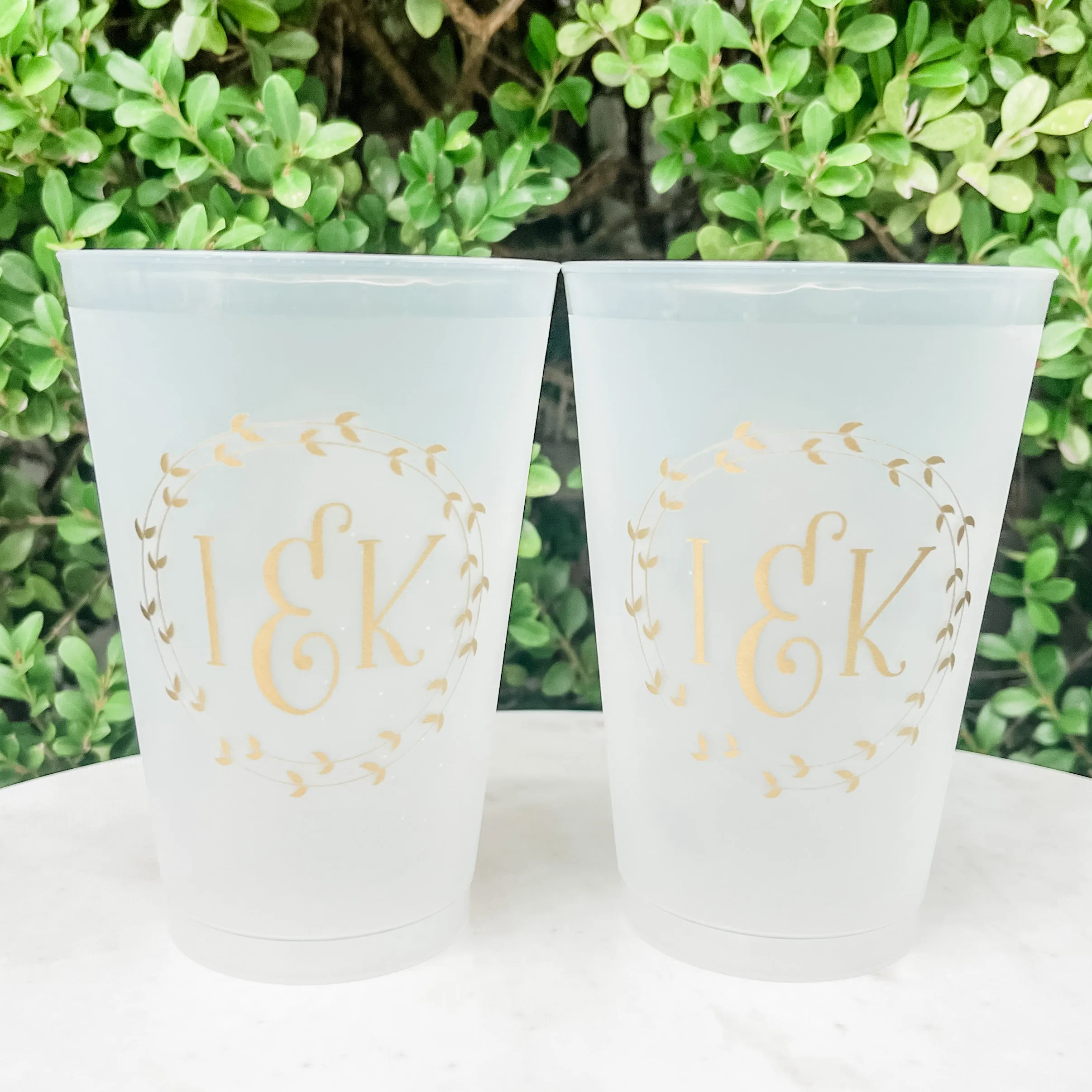 Wreath Initial Shatterproof Cups